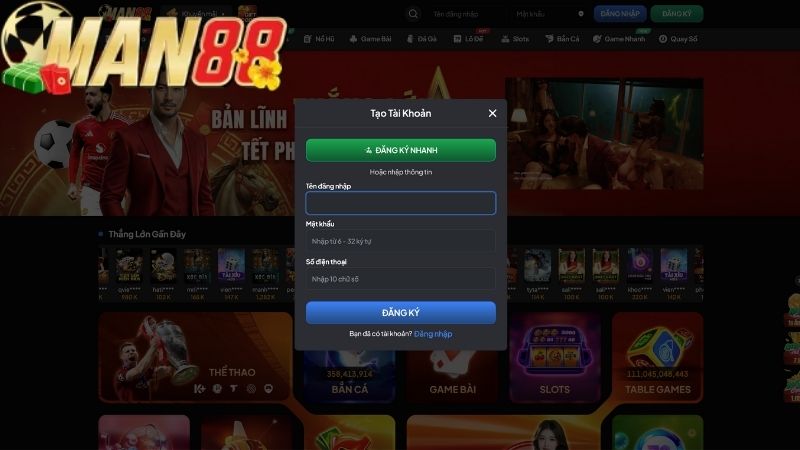 Hướng Dẫn Đăng Ký MAN88 Nhanh Chóng Và An Toàn