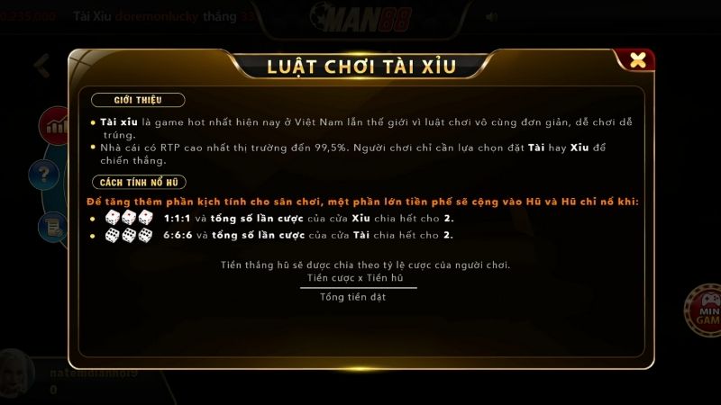 Luật Chơi Tài Xỉu MAN88 Chuẩn Nhất